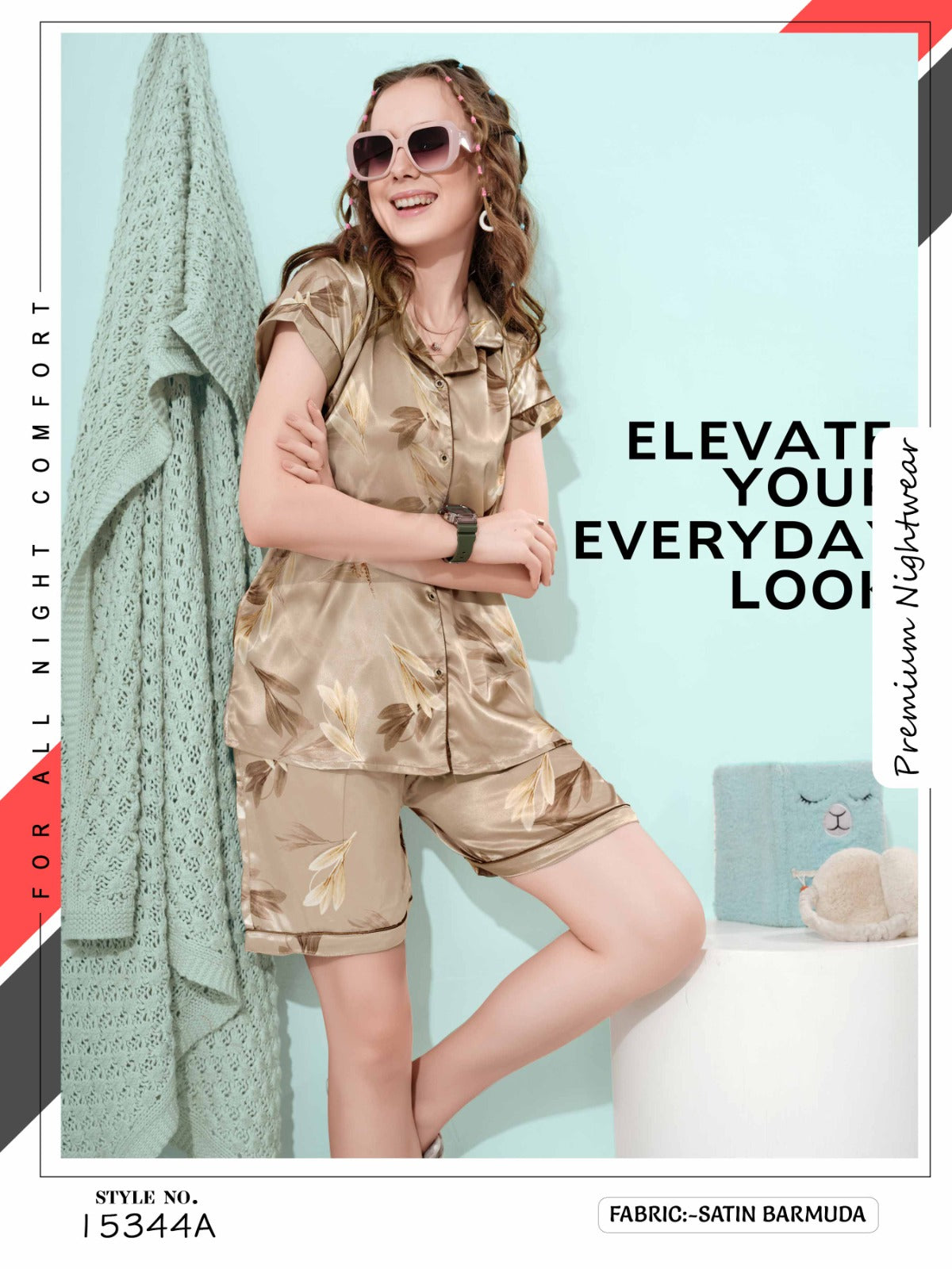 15344 SATIN SHORT NIGHT SUIT