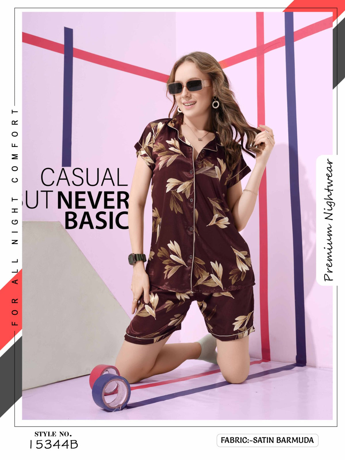 15344 SATIN SHORT NIGHT SUIT