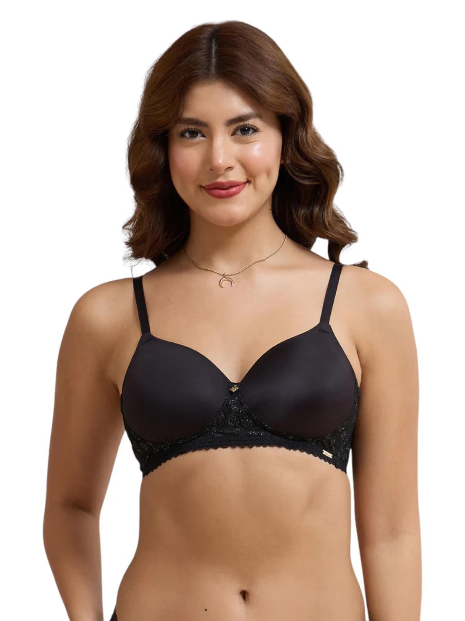 AMANTE -87701-Lace Elegance Padded Non-Wired Bra-PURPLE