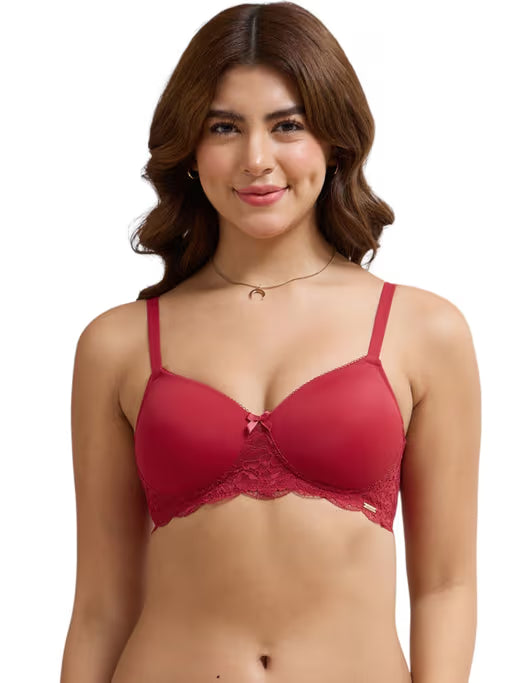 AMANTE -87701-Lace Elegance Padded Non-Wired Bra-PURPLE