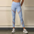 High Waist Ankle Length Sports Leggings with Mesh Panel and Quick Dry