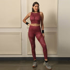 High Waist Ankle Length Sports Leggings with Mesh Panel and Quick Dry