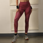 High Waist Ankle Length Sports Leggings with Mesh Panel and Quick Dry