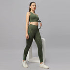 High-Waist Ankle-Length Comprassion Quick Dry Embossed Sports Leggings