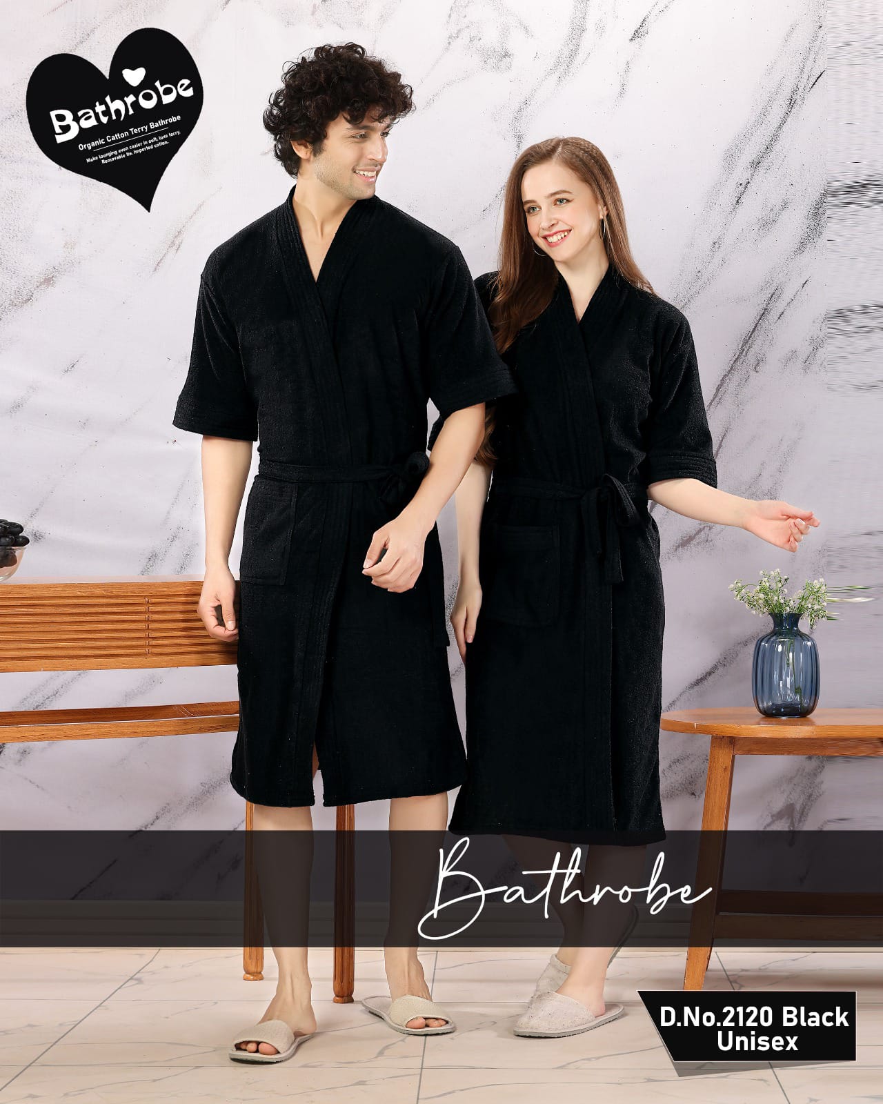 Bathrobe for Women Micro Terry Cotton Towel Robe | Unisex bathrope-BLACK