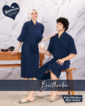 Bathrobe for Women Micro Terry Cotton Towel Robe |  Unisex bathrobe - NAVY BLUE
