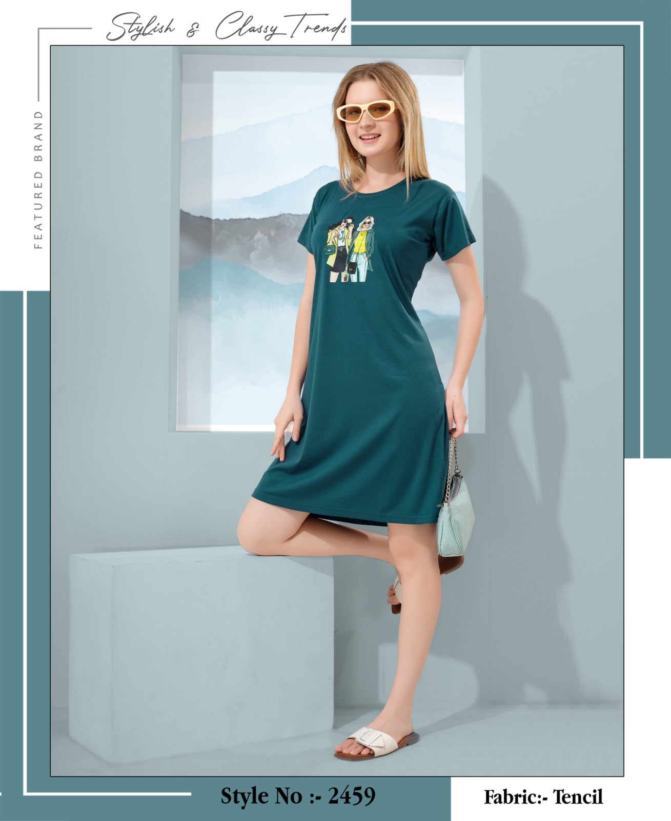 Fabric Tencil Short Nighty 2459