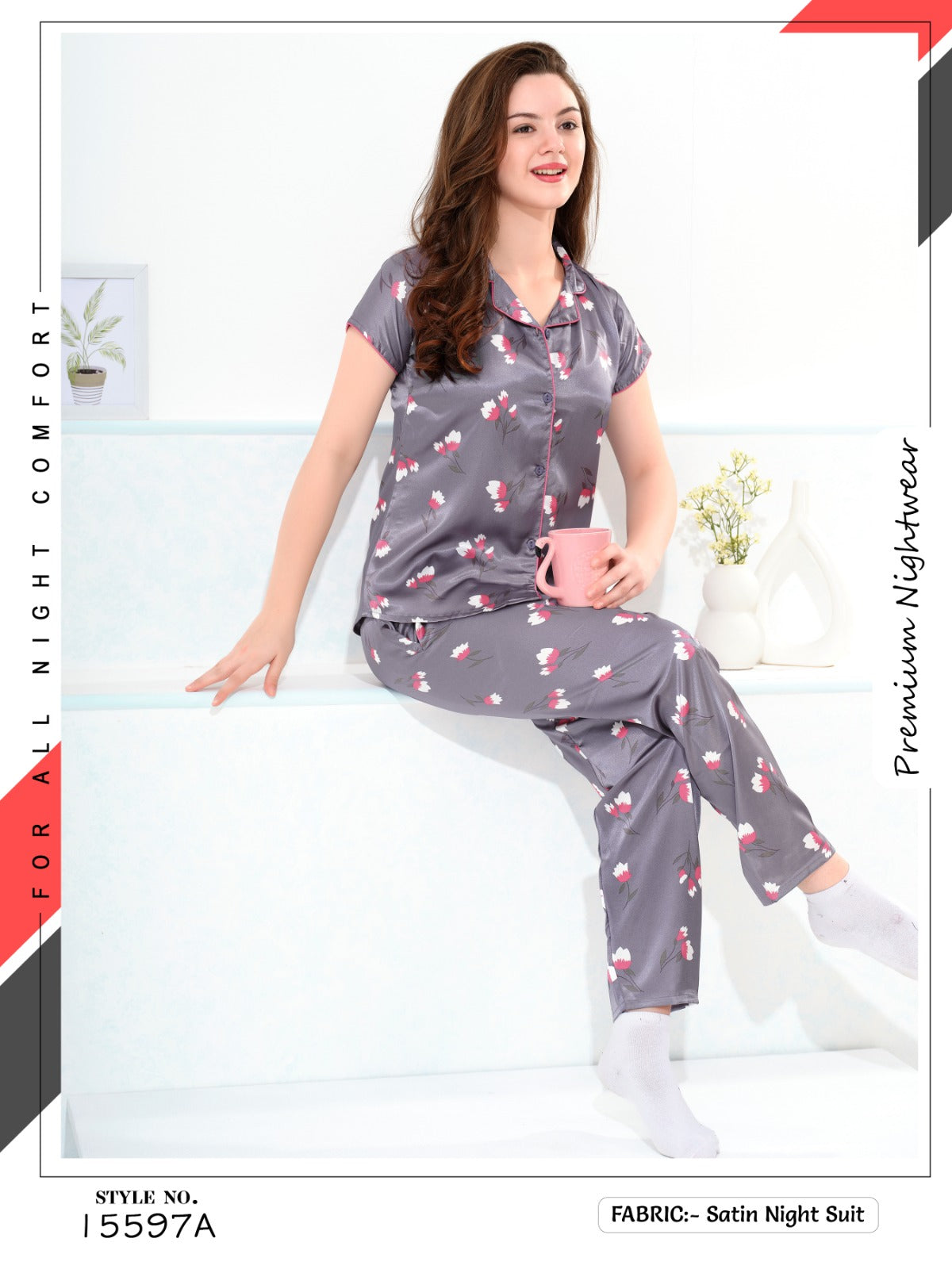 Satin NIght Suit 15597A