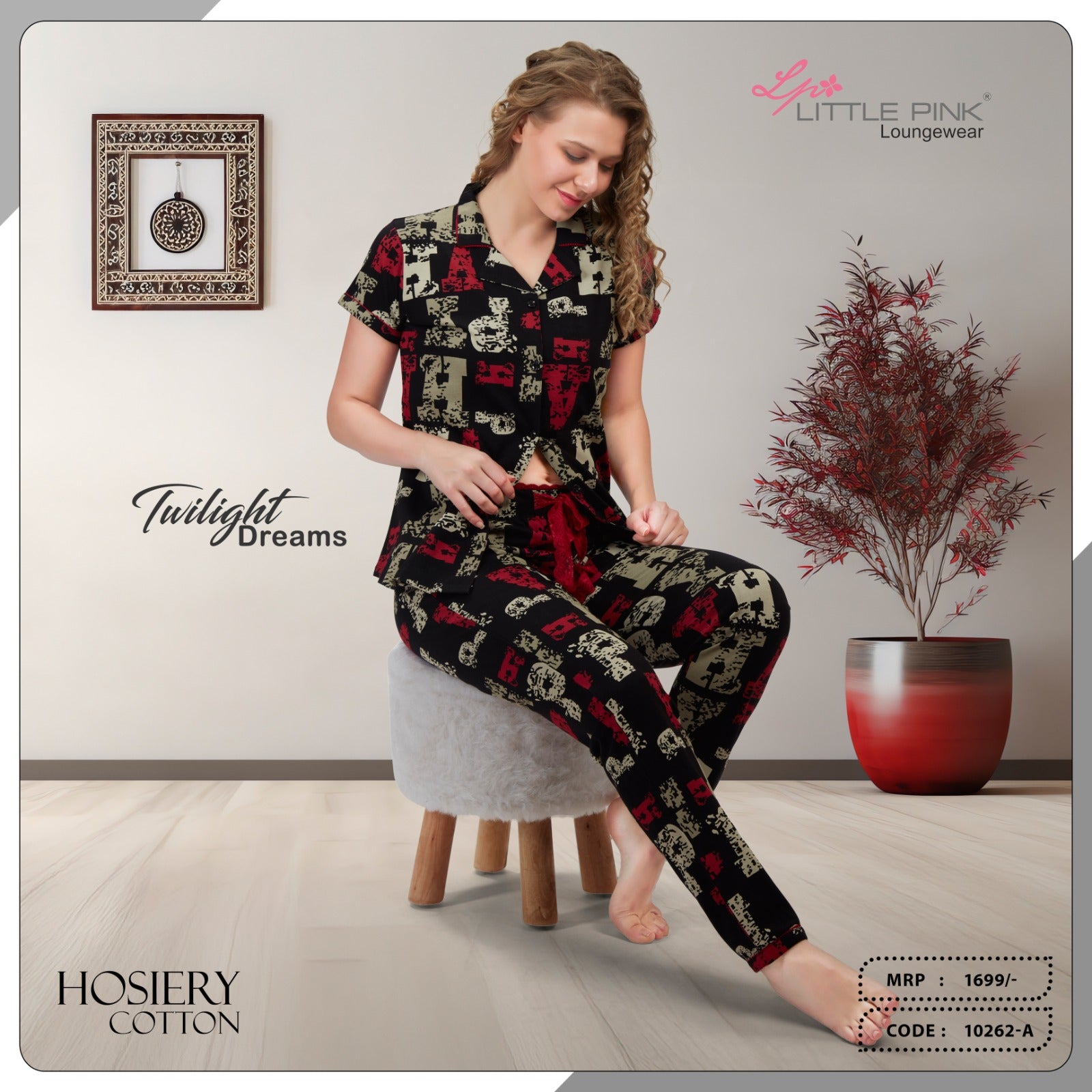 Little Pink Front Open night suit 10262